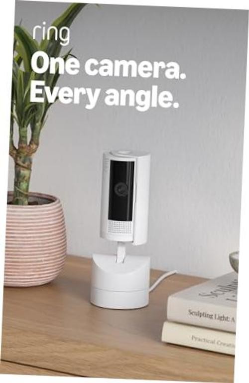 Pan-Tilt Indoor Cam – newest Model – See all around 1 Camera Device Only – White