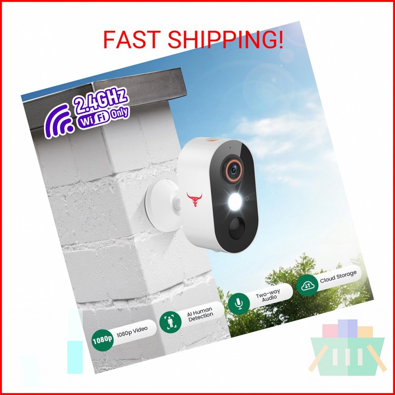 GlowPop 1080p Wireless Security Camera with AI Human Detection, Night Vision, 2- gallery