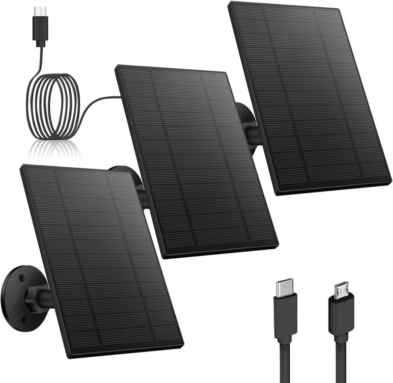 5W Solar Panels Security Camera Solar Panel W/ Micro USB & USB-C Port DC 5V gallery