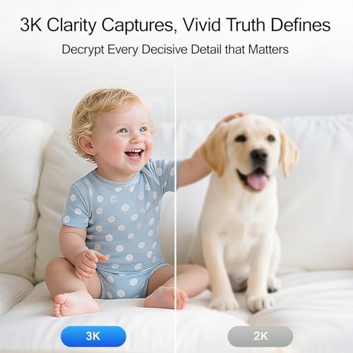 CINMOORE 3K Indoor Security Camera WiFi Pet Baby Monitor AI Face Recognition PTZ gallery