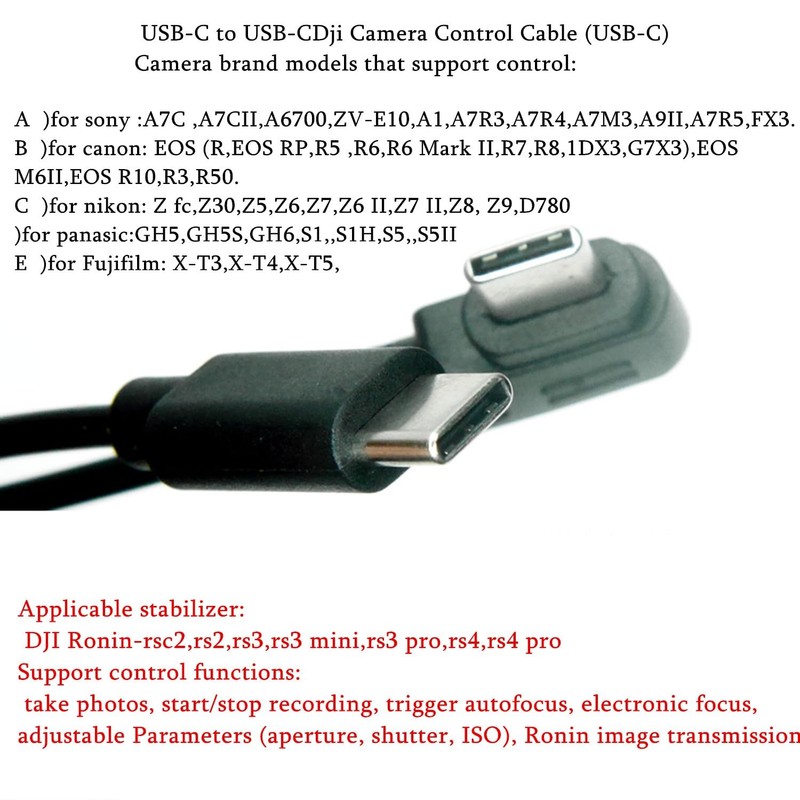 USB C cable For DJi Stabilizer Ronin Multi-function camera control type c- ty... gallery