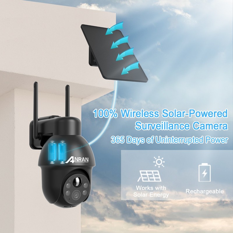Outdoor Solar Powered WiFi Security Camera Wireless PIR Alarm Two-Way Audio IP65 gallery