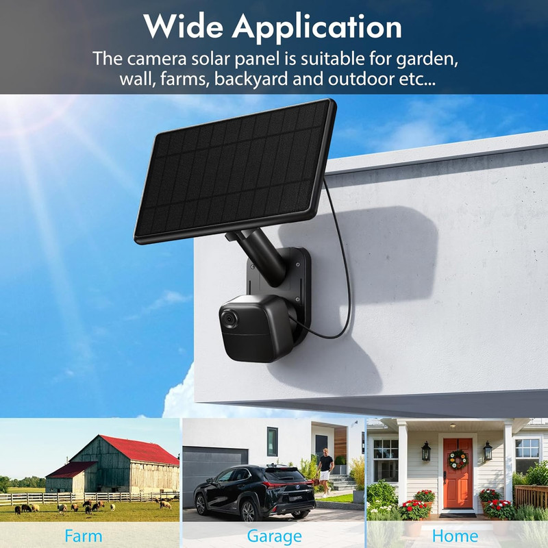 6W Solar Panel for Blink Cameras with 360° Adjustable Mount, IP66 Waterproof gallery