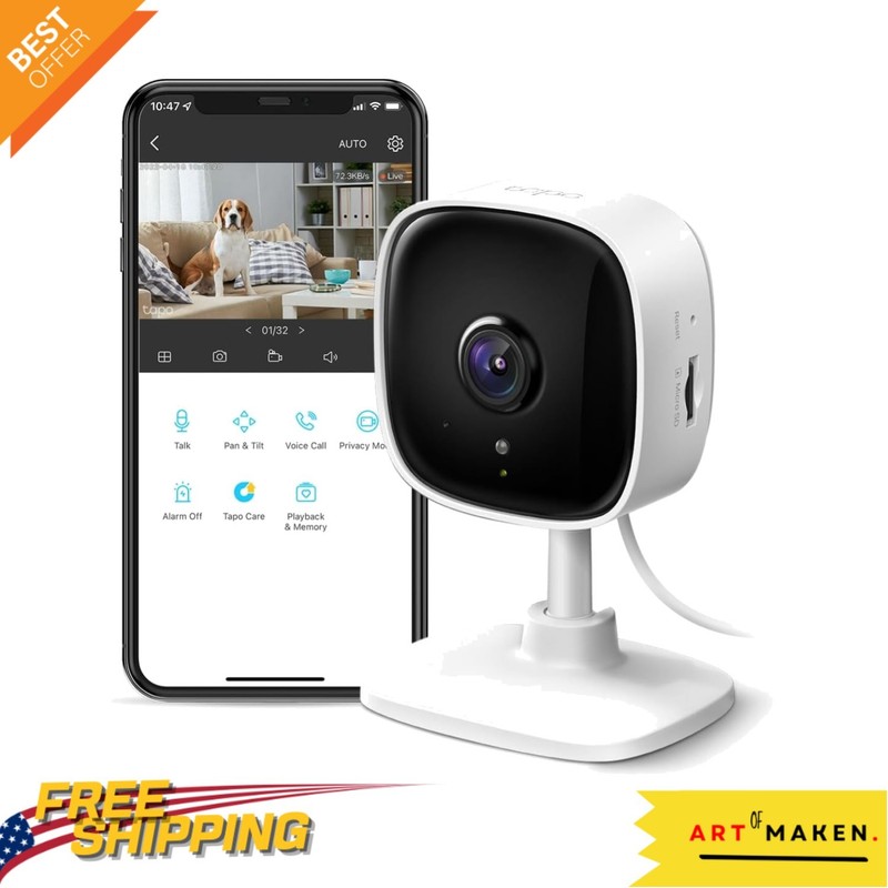 Tapo C100 Indoor Surveillance Camera: 1080P Video, Alexa & Google Home Ready