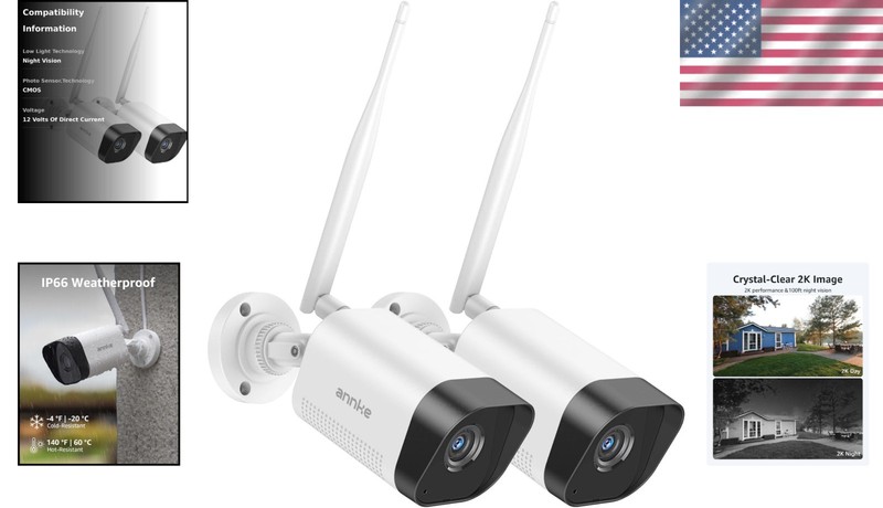 2 Pack 3MP Wireless Outdoor Security Cameras with Night Vision and Two Way Audio gallery