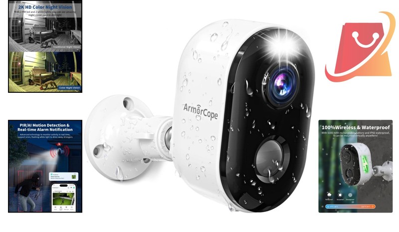 Outdoor Wireless Security Camera 2k Night Vision AI Motion Detection gallery
