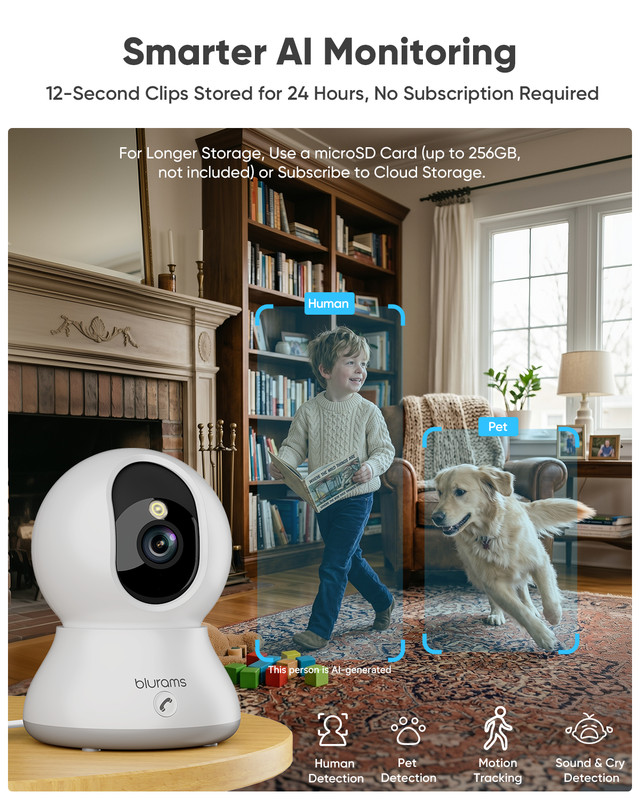 blurams 4MP Indoor Security Camera 5GHZ Wi-Fi Auto-Tracking Pan Tilt 8X Zoom gallery