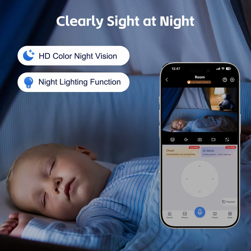 2.5K HD Security Camera, 5G & 2.4G Dual Wifi Smart Camera, Color Night Vision wi gallery