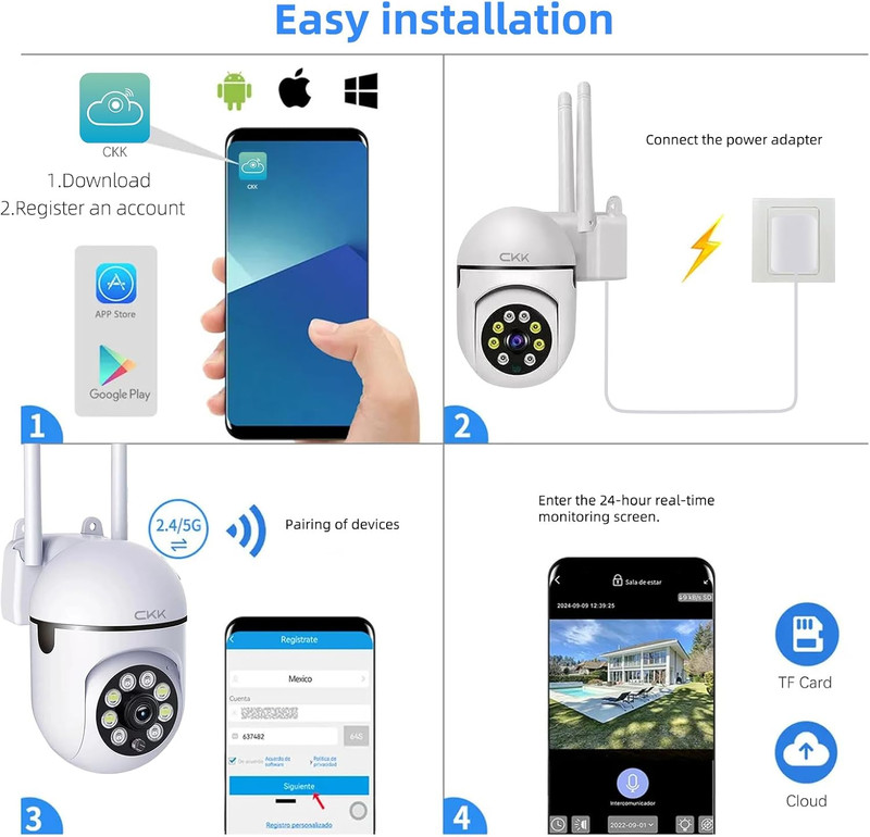 1080P Security Camera Outdoor Corded Power, 3 Pcs 2MP PTZ Wifi Home Camera (2.4G gallery