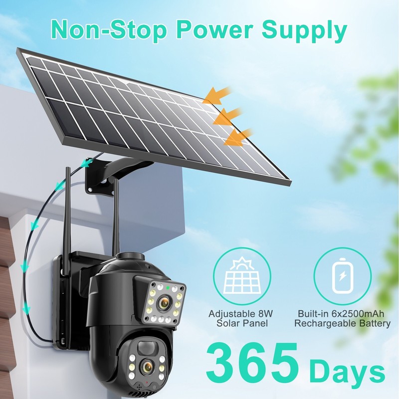 Solar Battery Powered Wireless WiFi Outdoor Pan/Tilt Home Security Camera CCTV