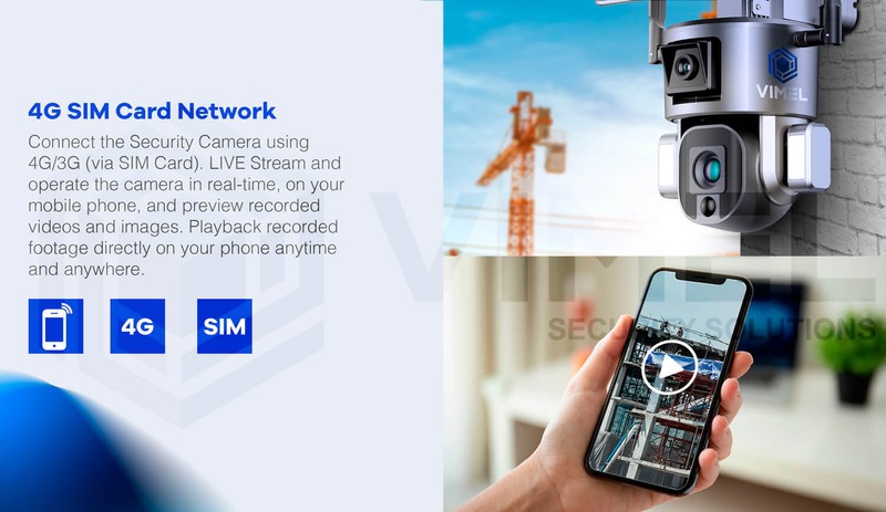Solar Camera 4G 4K 2 Cams Dual Security 128GB Battery PTZ Car Detection SIM card gallery