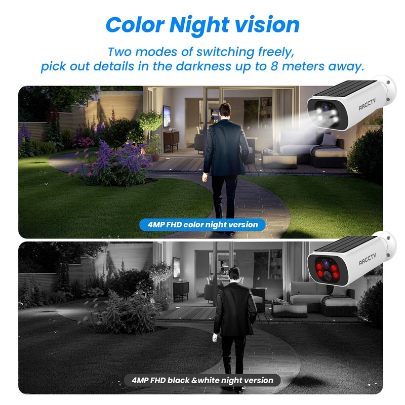 2K Solar Battery Security Camera Outdoor WiFI Wireless Color Night Vision 2 Pack gallery