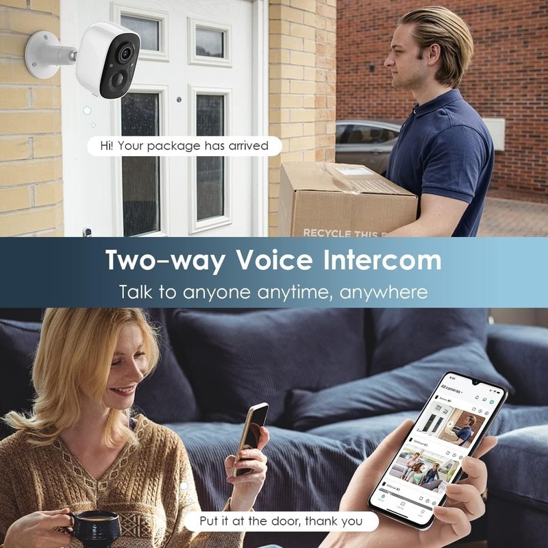 2K Solar Security Camera Indoor & Outdoor Wireless 2-Way Talk WiFi Night Vision gallery