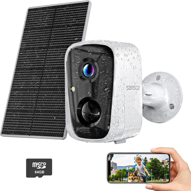 4MP Solar Wifi Security Camera Wireless 2-Way Audio Color Night Vision PIR+64GB