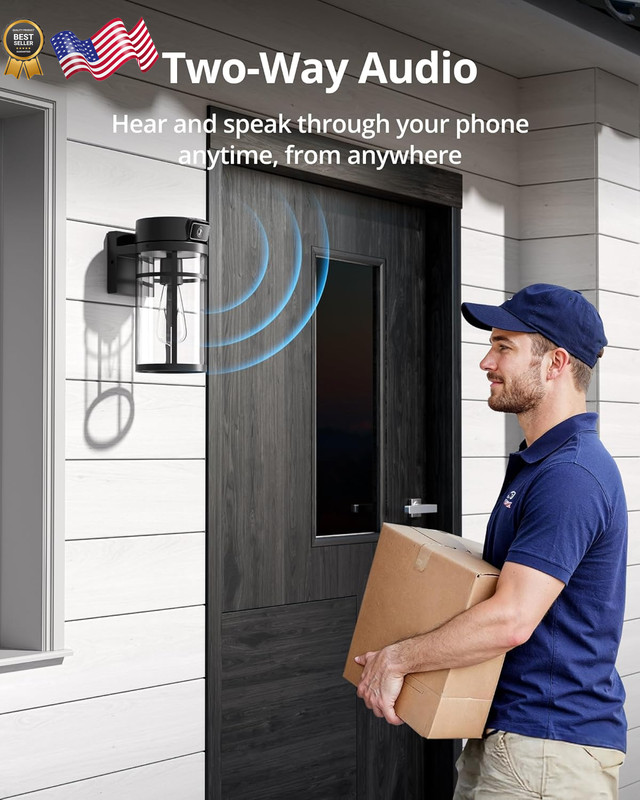 Outdoor Wall Lantern Light Camera, 2K Wi-Fi Security Cam with AI Human Detection gallery