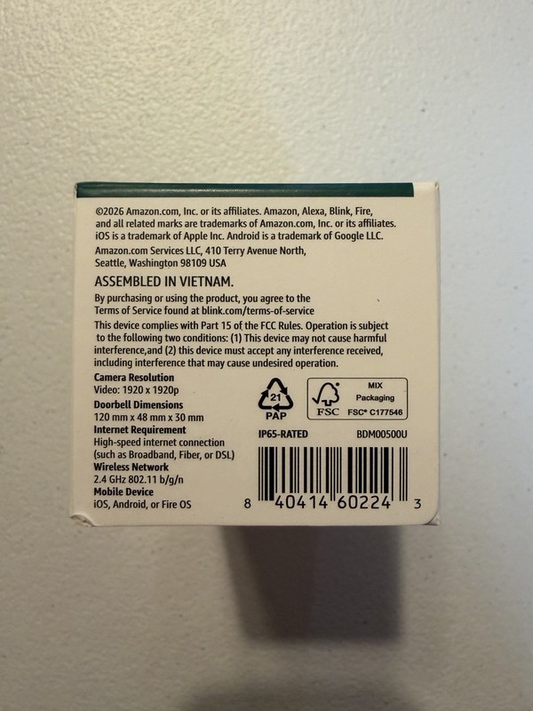 Blink Wired Doorbell 2K+ — Head-to-Toe 2K video Doorbell - Black, NEW gallery