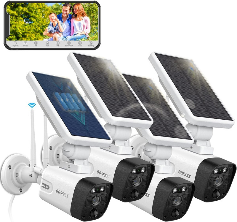 Solar Security Camera Outdoor Wireless Solar Powered Wireless Cameras with Recha