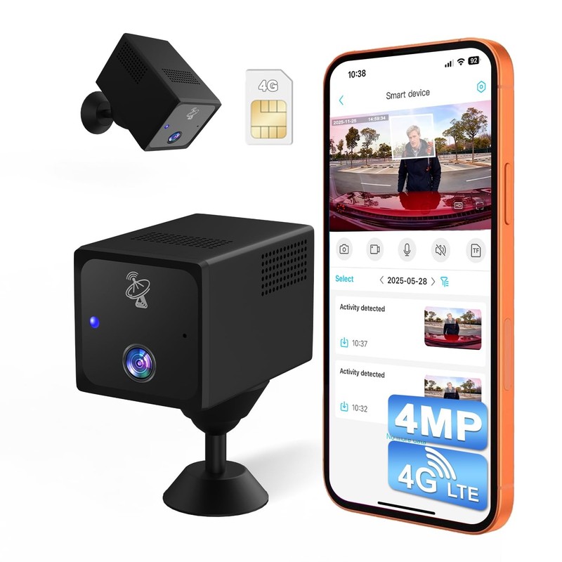 No WiFi Security Camera, 4MP Cellular Security Camera with 4G SIM Card, 5200m…