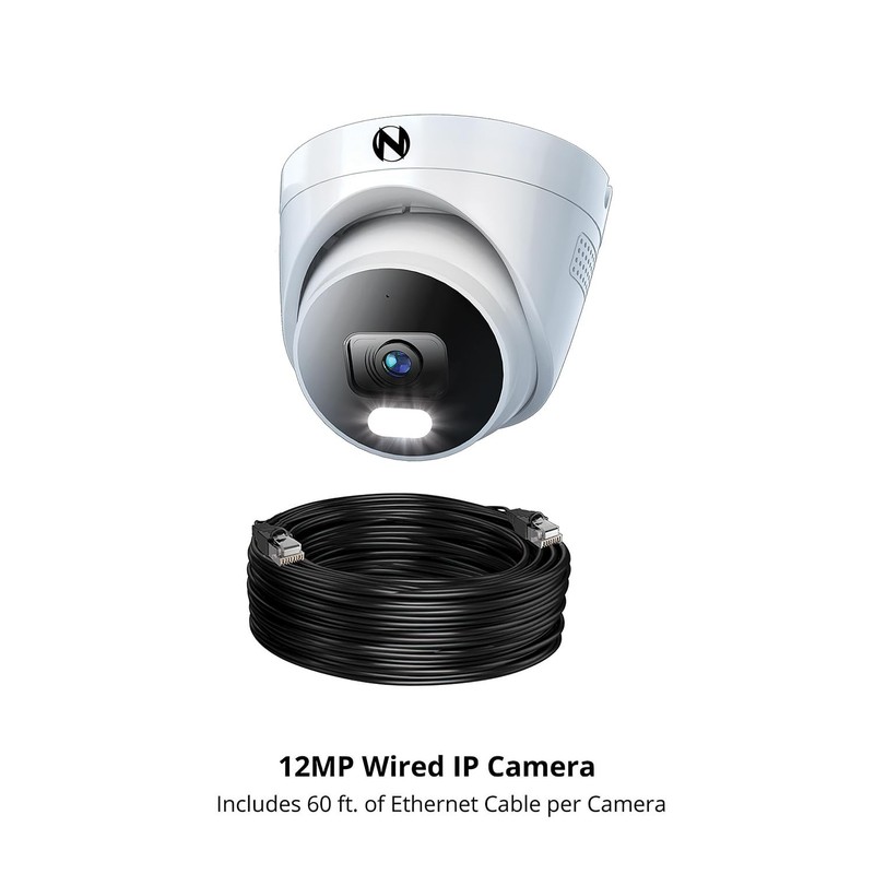 Add On Wired IP 12MP Deterrence Camera with 2-Way Audio - White gallery