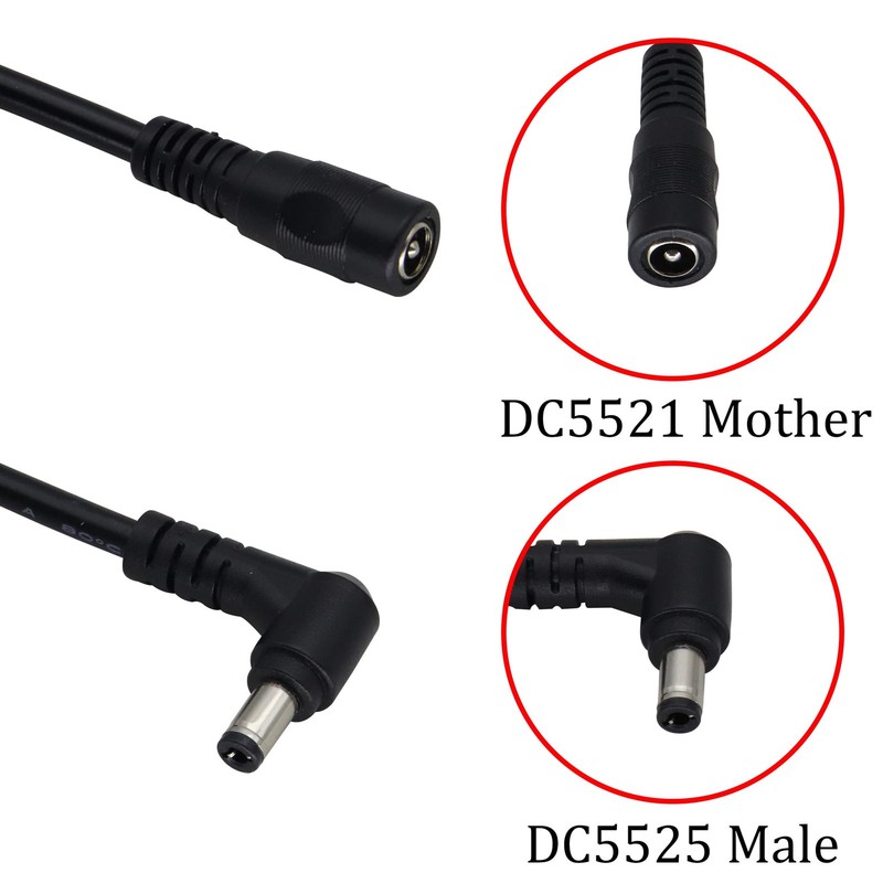 HCFeng DC5.5X 2.1mm Female to DC 5.5X 2.5mm Male Power 6.5 inches, Black gallery