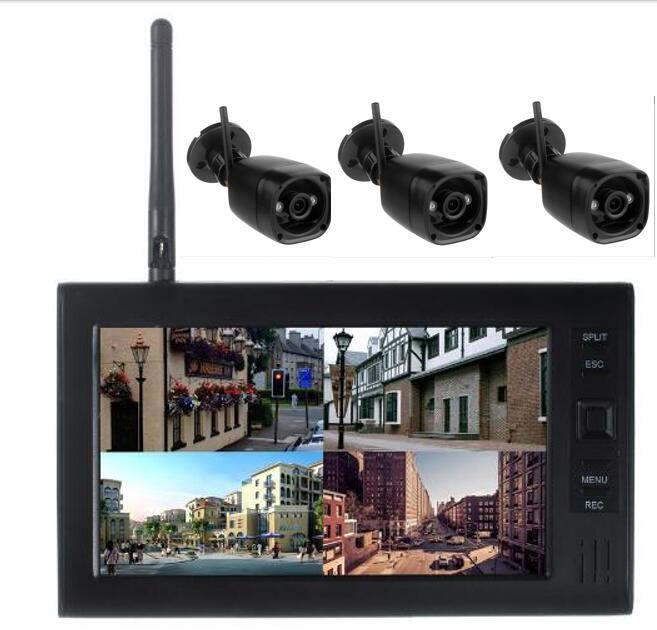 tot Digital 4 Wireless CCTV Home Security Camera with 7'' LCD Monitor DVR Record gallery