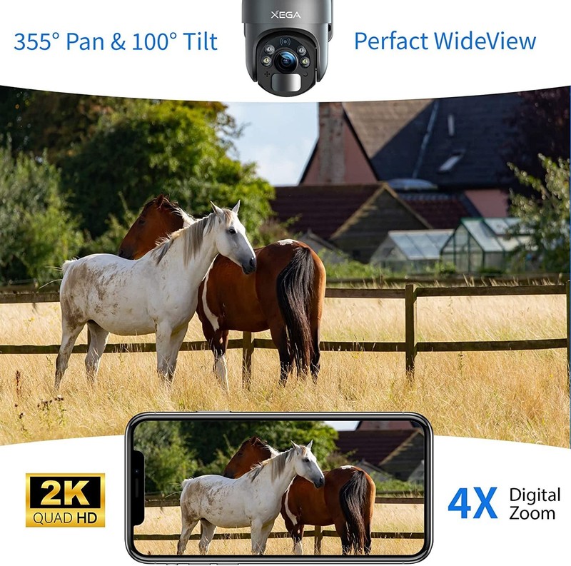 Xega 3G/4G LTE Cellular 2K HD Security Camera With SIM Solar PTZ Camera gallery