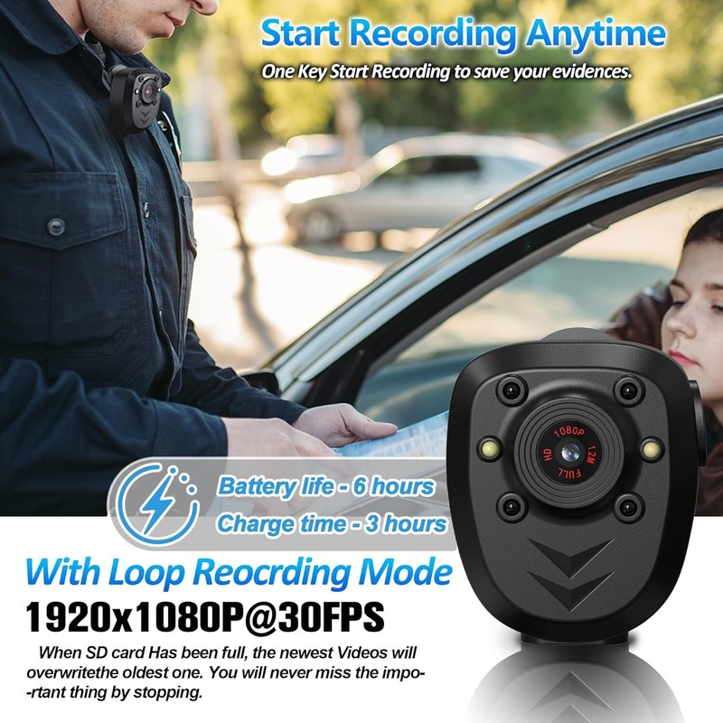 Camara De Cuerpo HD Con Grabacion De Audio Y Video Vision Nocturna Usable NUEVO. gallery