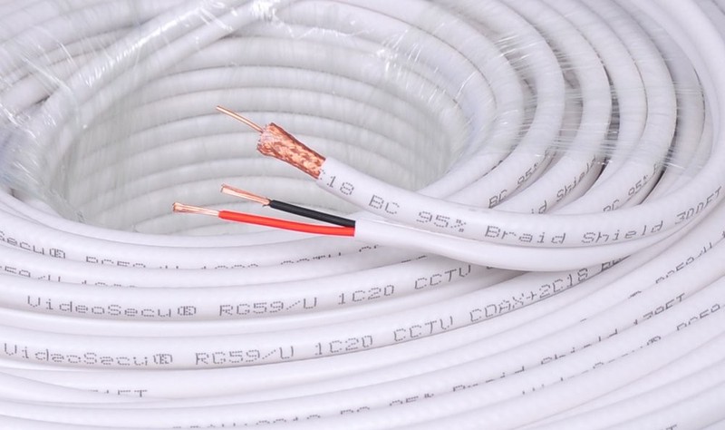 VideoSecu RG59 /U Siamese CCTV Combo Coaxial Cable 500 feet, White gallery