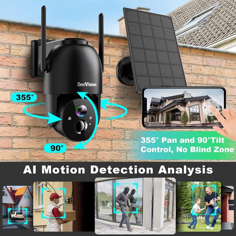 Solar Security Cameras Wireless Outdoor, for Home with Spotlight, Night Vision gallery
