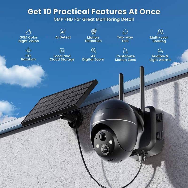 ieGeek Outdoor 5MP Solar Security Camera Wireless Home WiFi Battery CCTV System gallery