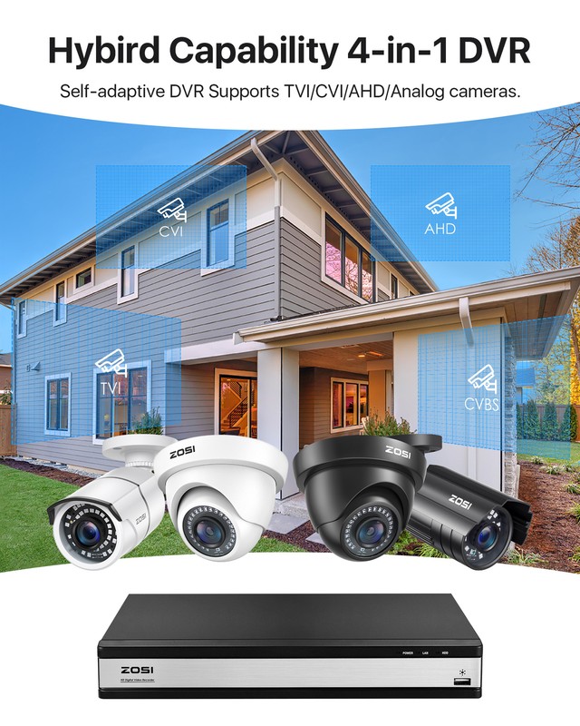 ZOSI H.265+ 16CH DVR 1080p Outdoor CCTV Home Security Camera System 4TB HDD gallery