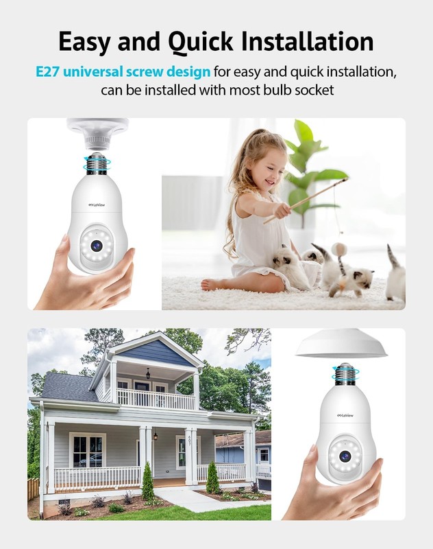 4MP Wireless Security Camera 360° Full Color Day/Night, Motion Detection, Easy I gallery