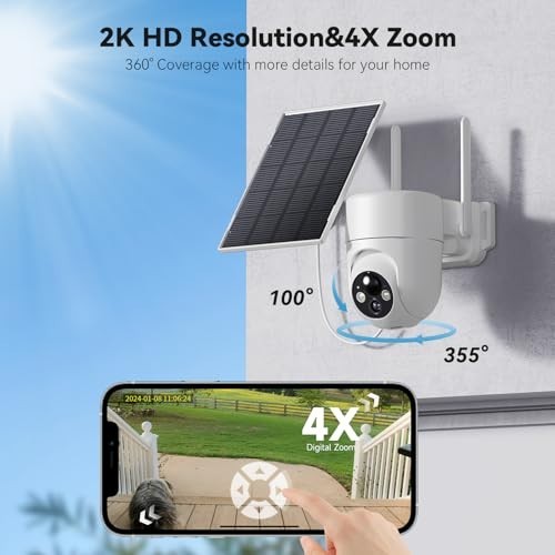 Wireless Solar Security Camera 2K Color Night Vision, 360° View, Battery Powered gallery