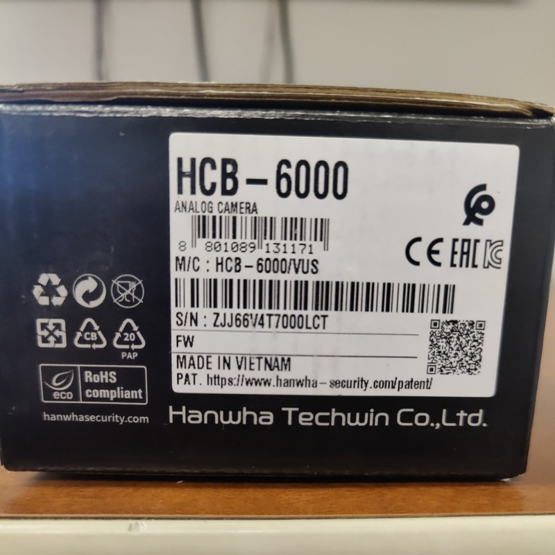 Hanwha Techwin HCB-6000 Wisenet 2MP Analog HD Box Security Camera (No Lens) gallery