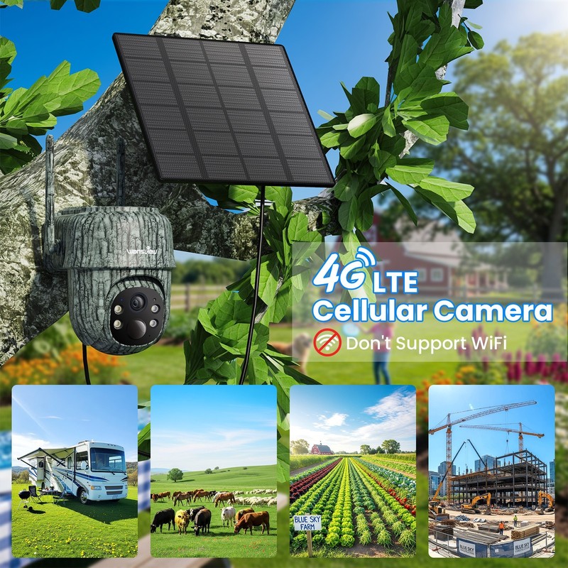 Wansview 4G LTE Cellular 2K Solar Security Camera Outdoor Wireless Hunting Cam gallery