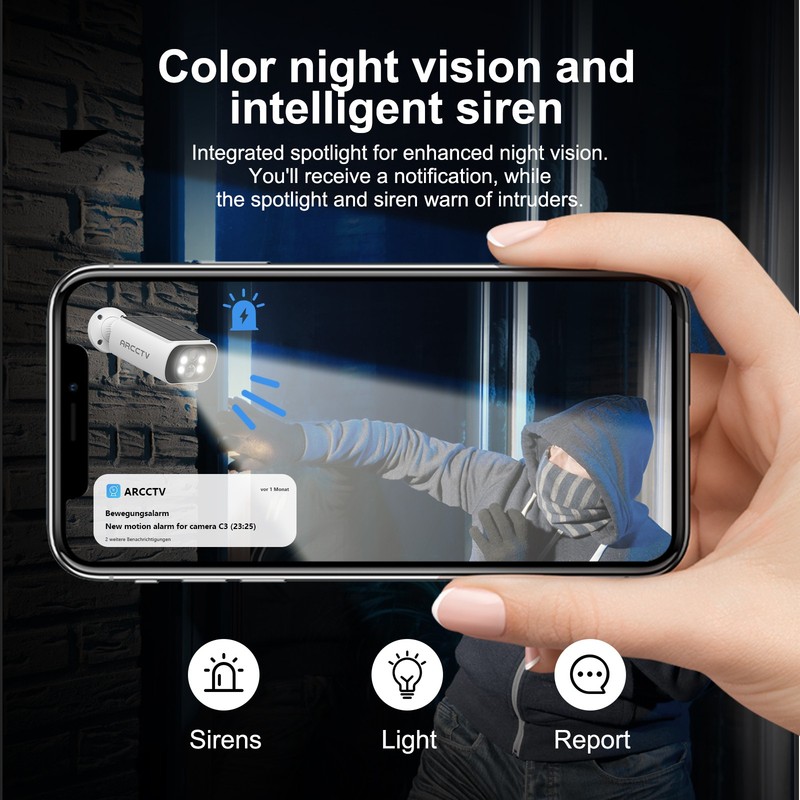 ARCCTV 4MP Solar Wireless Camera 4Pack-FHD Night,AI Detection,IP66 Weatherproof gallery