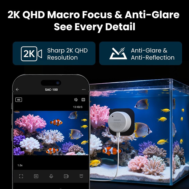 litokam F1.0 Aperture Fish Tank & Reptile Pet Camera.2K 3MP Anti-Glare Aquari... gallery