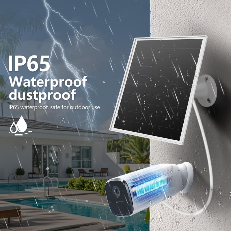 Weather-Resistant Solar Panel for Security Cameras - USB-C & Micro USB Support gallery
