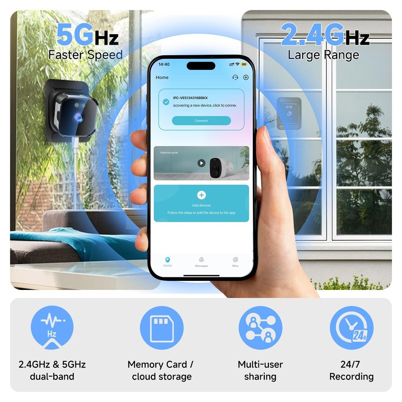 Window Camera for Home Security: 2.4GHz&5GHz WiFi 4K Indoor Camera with Color... gallery