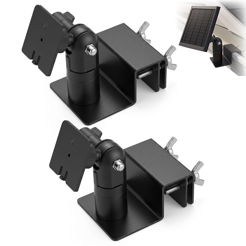 2 PCS Universal Solar Panel Gutter Mount, Black Adjustable Aluminum Alloy Bra…