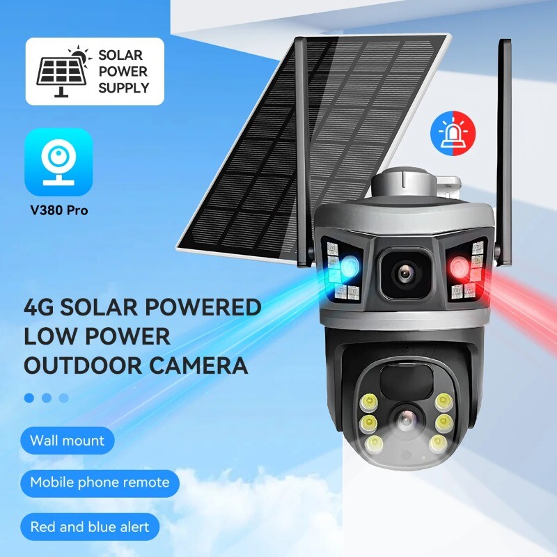 6K 12MP Solar 4G Camera Dual Lens PTZ Human Tracking Security Waterproof Camera gallery