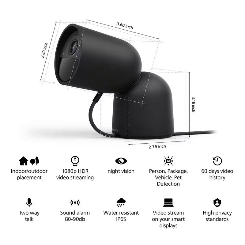 Plug-In Indoor/Outdoor Smart Home Security Surveillance Camera with Desktop Stan gallery