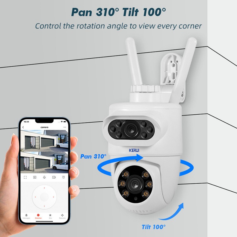KERUI 10MP 5K Camera HD Dual Lens WiFi IP Outdoor Tuya Smart PTZ Wireless CCTV gallery