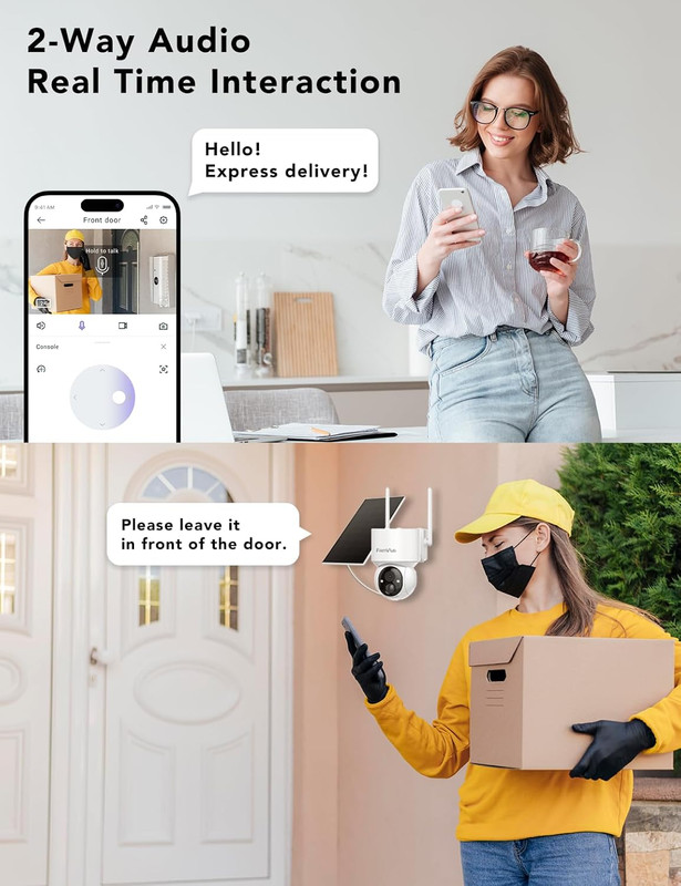 360° 2K Wireless Solar Security Camera, Color Night Vision, IP66 Waterproof gallery