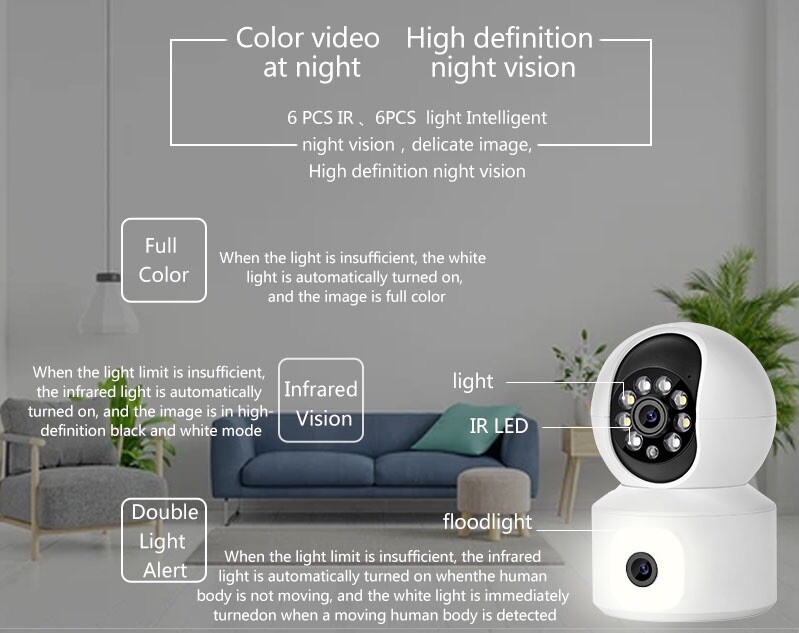 ICSEE Dual Lens 4MP+4MP HD WiFi IP Camera Indoor CCTV PTZ Security Smart Camera gallery