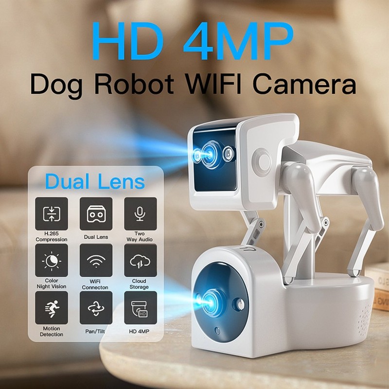 Wireless WiFi HD 1080P Robot Dog Home Security Camera 360° Rotating Night Vision gallery