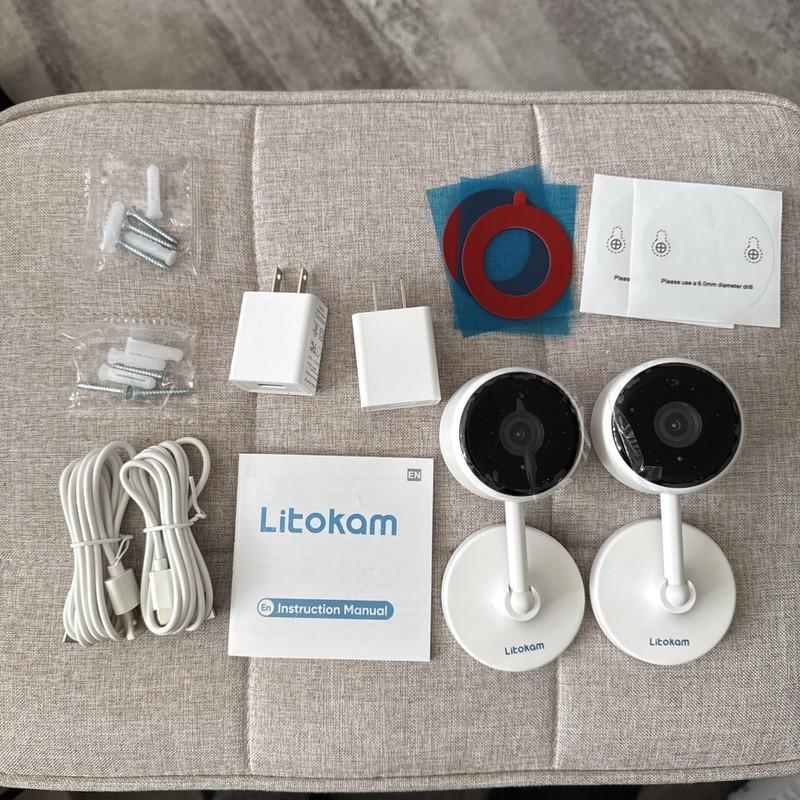 Litokam 2K WiFi Smart Camera. 2pack Indoor Cameras for Home Security. White gallery