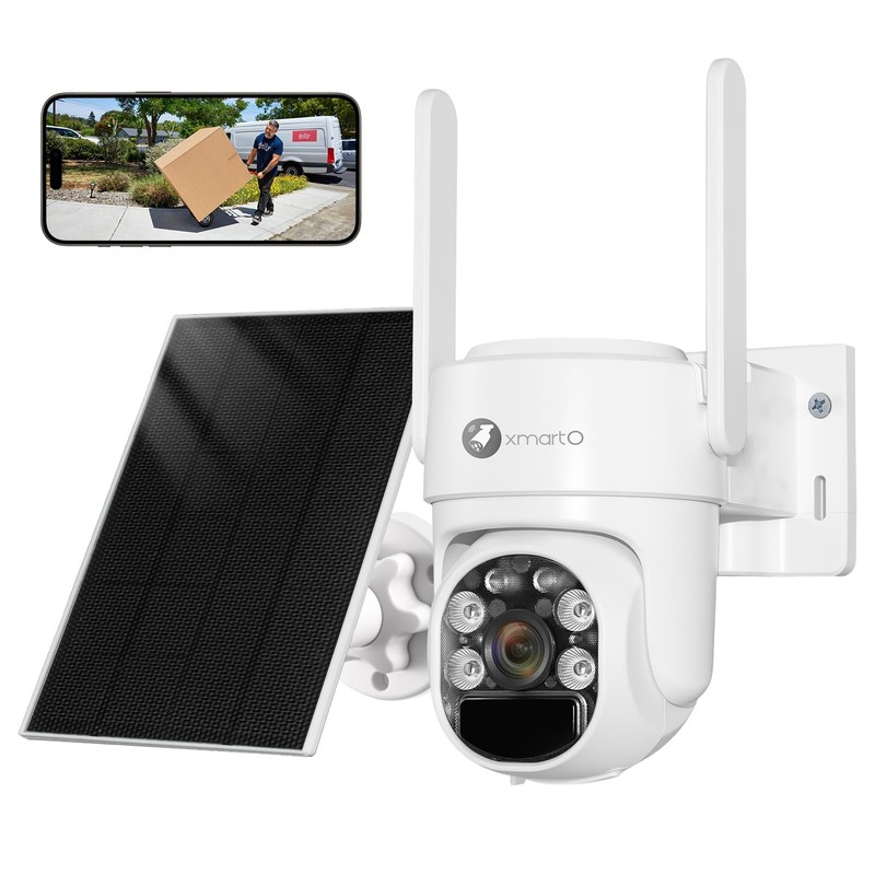 Wire-Free Solar Security Camera Outdoor Wireless, 4MP 2K QHD PTZ AI Tracking …