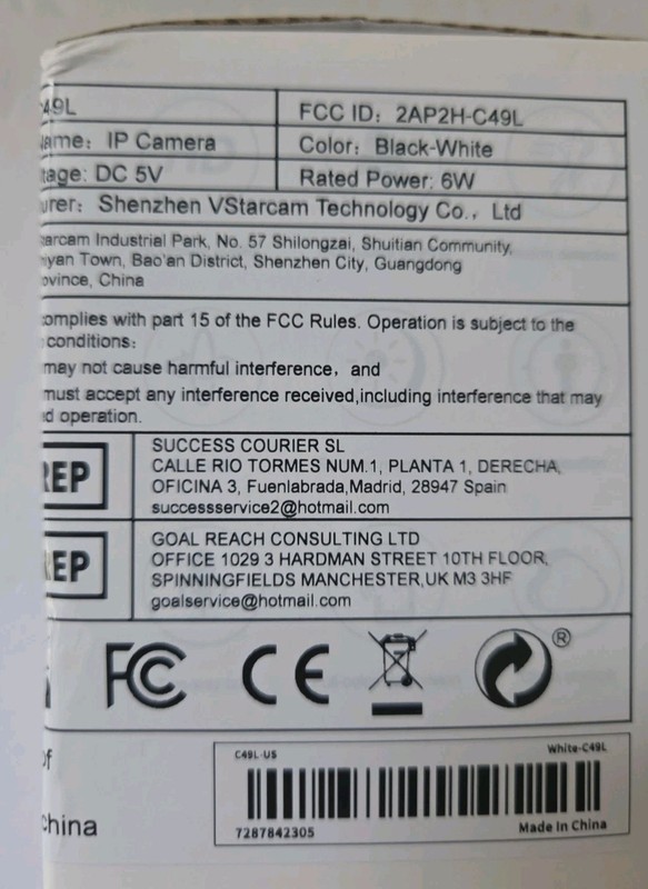 VStarcam IP Wi‑Fi Indoor Camera Full-Color Night Vision Black/White New In Box gallery