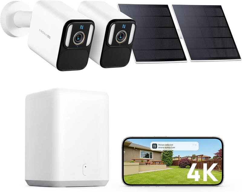 4K Solar Security Cameras Wireless Outdoor Home Smartbase System, 2 Cam-Kit, Sol